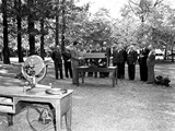 1954 : April in Canberra - National Mapping Council Members inspecting the Geodimeter NASM-1 (taken from reverse direction).