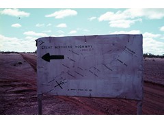 1970 TG256 Ground marking, WA roadside sign at Neds Creek Junction.