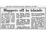 Media report on Expedition departing Fremantle.