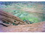 1968 : Uluru -View down to Maggie Springs (Mutujulu Springs today) where DR Hocking has an asro-fix station NMH 150.