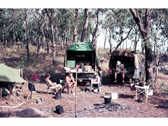 1969 TG272 Geodetic survey camp Cape York, (L-R) Terry Wignell, Chris Young, Derek Ireland, Eddie Ainscow, Eric Wilson.