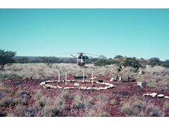 1970 TG002 Ground marking, WA VH-SFS at completed station.