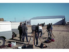 1971 TG004  Aerodist operations, NSW Aerodist remote testing at Dubbo, (L-R) Con Veenstra, Michael Lloyd, unknown, Neville Stonehouse, Lawrie O'Connor.