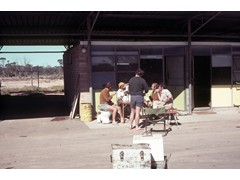 1972 TG277  Aerodist operations, WA at Caiguna (L-R) Carl McMaster, Ken Stewart (EXZ pilot), Frank Johnston, John Ely and Paul Wise (back).