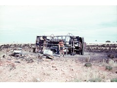 1974 TG033  Aerodist operations, wreckage of Bedford ZSU 311 after the Eyre Highway accident - Bruce Hewitt.