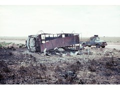 1974 TG034  Aerodist operations, wreckage of Bedford ZSU 311 after the Eyre Highway accident.