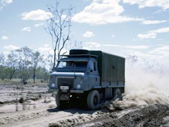 1969 : A Fordward Control Landrover passing through the bulldust on the Lawn Hill road.