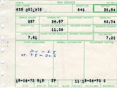 1970 : Sample payslip of the time that most Natmappers would remember receiving fortnightly. This sample has been edited for privacy reasons.