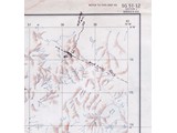 1972 : Section of Yowalga R502 1:250,000 scale map sheet showing Laurie Mclean's plot of location of oil search airstrip Blyth prior to its occupation by Aerodist centre party.