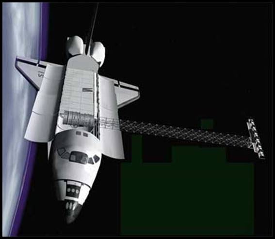 Artist representation of SRTM in space