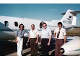 1980 : (L-R) Nat Map's Bob Smith & Dave Hocking with pilots Neville Balding & unknown. Pilots from Stillwell Aviation.